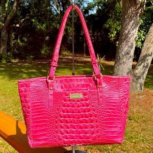 SOLD other site. Brahmin pink leather croc embossed